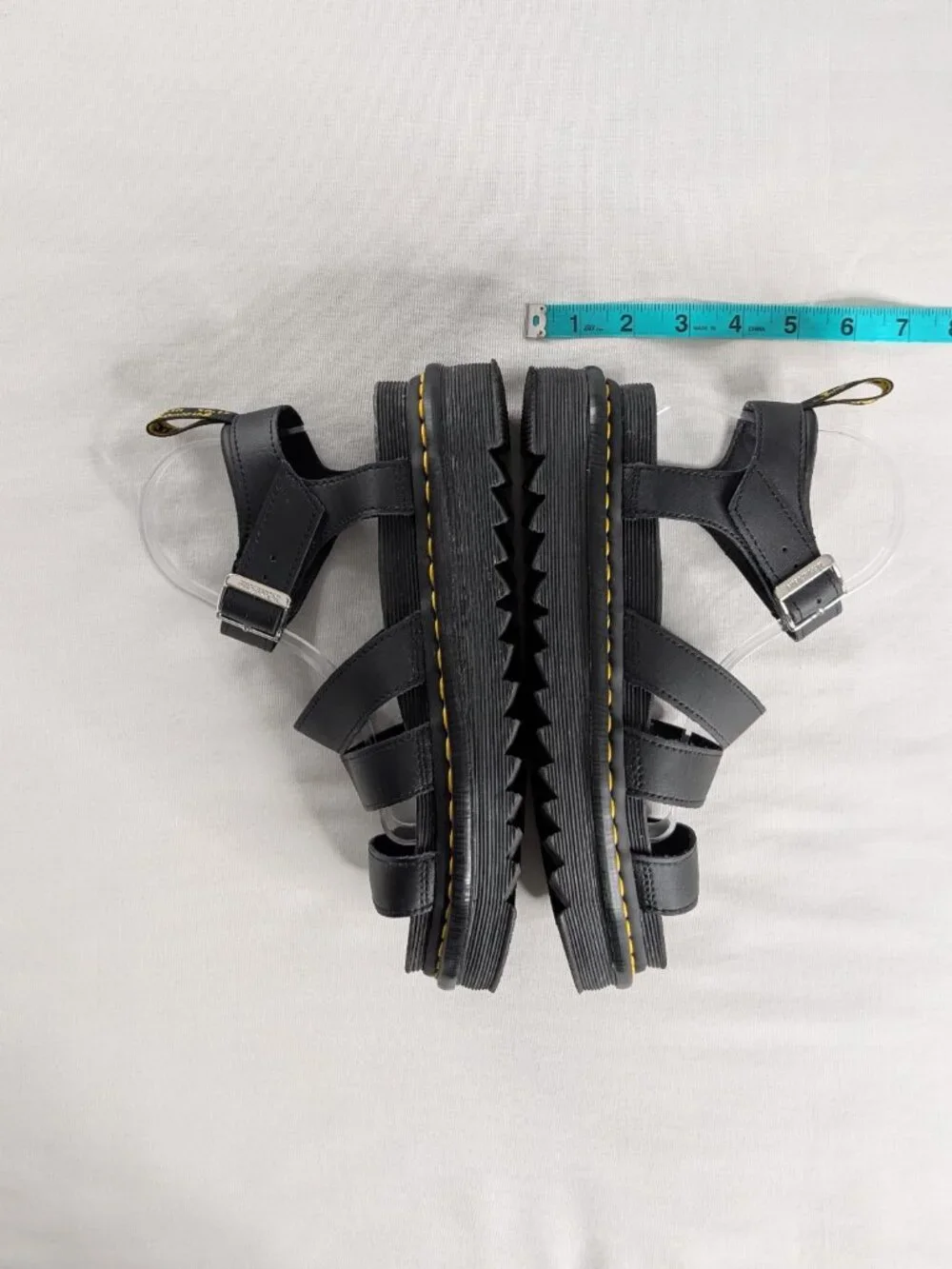 Dr. Martens Black Leather Platform Buckle Three Strap Chunky Sandals Blaire - Picture 4 of 8